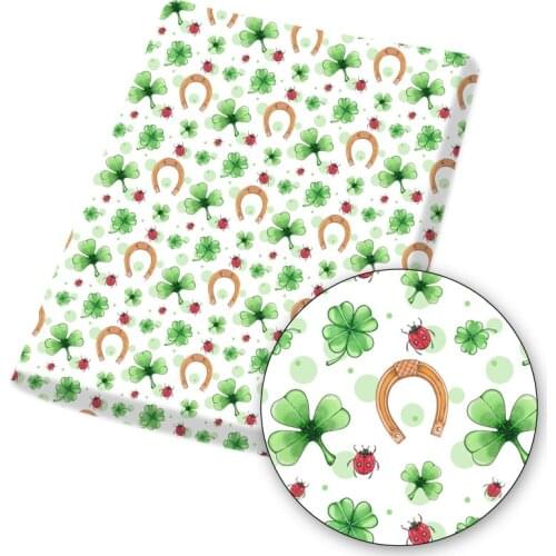 Four Leaf Clover Printed Fabric Polyester Cotton Green Cloth Sheets Mask Material Textile Garment Sewing Crafts 45*145cm 1pc
