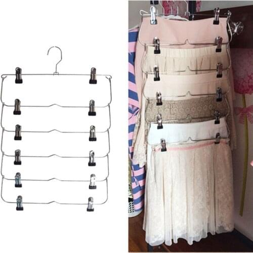 1PC Multilayer Clothes Hangers with 12 Clips Clothing Storage Rack Metal Folding Pants Holder Wardrobe Organizer Home Supplies