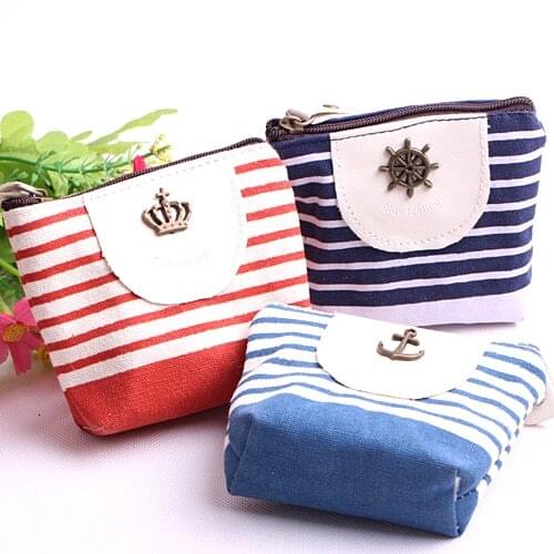 1PC New Canvas Purses Small size fashion stripe series coin bags Girl wallet Novelty stationery supplies (ss-1516)