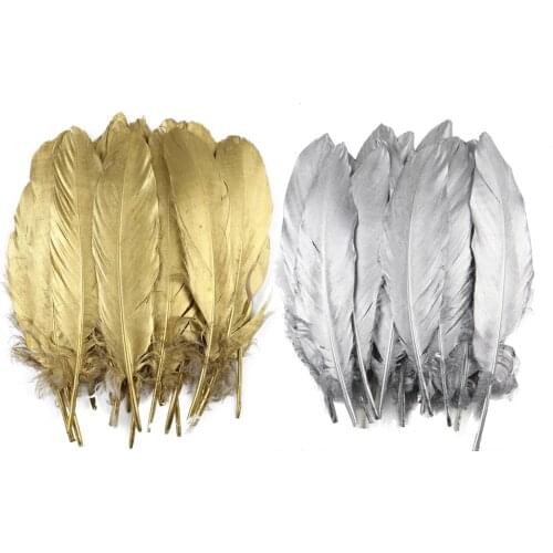 10-50 pcs Gold Silver Color Goose feather 6-8 inches Wedding Party Decorative feathers for Crafts