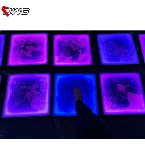12mm Tempered Glass 50cm X 50cm Liquid Interactive LED Dance Floor For Club Party Color Changing Floor Light