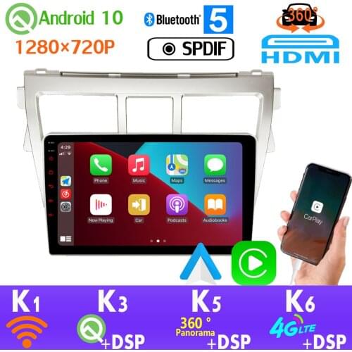 1280*720P Android 10 Car Multimedia Player For Toyota Vios Yaris Head Unit GPS Navigation Radio 4G LTE WiFi SPDIF HDMI CarPlay