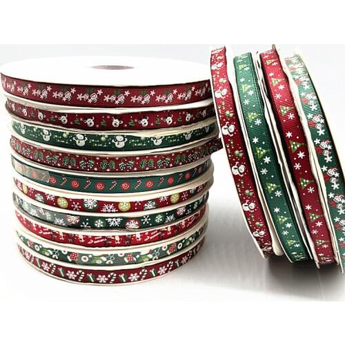 5yards/lot 10mm Grosgrain Ribbon Printed Christmas Pattern for Wedding Decoration Hair Bows DIY Sewing Handmand Crafts