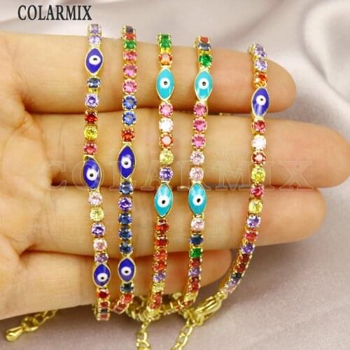 6 Pcs Rainbow Color Eyes Crystal Bracelet Fashion jewelry Bracelet Handmade Jewelry chain women Bracelet Jewelry GIft 9960