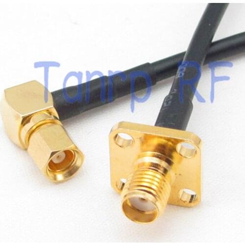 6in SMC male right angle to SMA female with 4 hole panle RF connector adapter 15CM Pigtail coaxial jumper RG174 extension cable