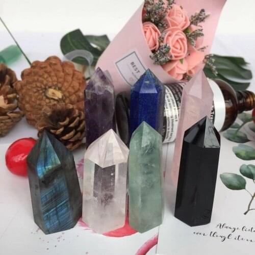 7pcs different natural mineral Crystal gemstone point meditation reiki healing crystal stone wand wholesale for home decor