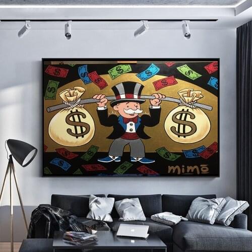 Alec Monopoly Man Money Bag Oil Paintings Print on Canvas Art Posters and Prints Graffiti art Decorative Picture Home Wall Decor