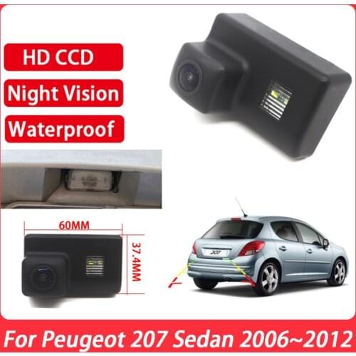 Car Rear View Camera CCD Full HD Night Vision Waterproof Parking Camera For Peugeot 207 Sedan 2006 2007 2008 2009 2010 2011 2012
