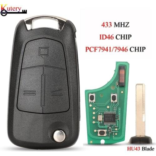 Kutery Folding Smart Remote Car Key For Opel Vauxhall Astra H Zafira B Corsa D Vectra C Signium ID46 PCF7941/7946 Chip 433MHz