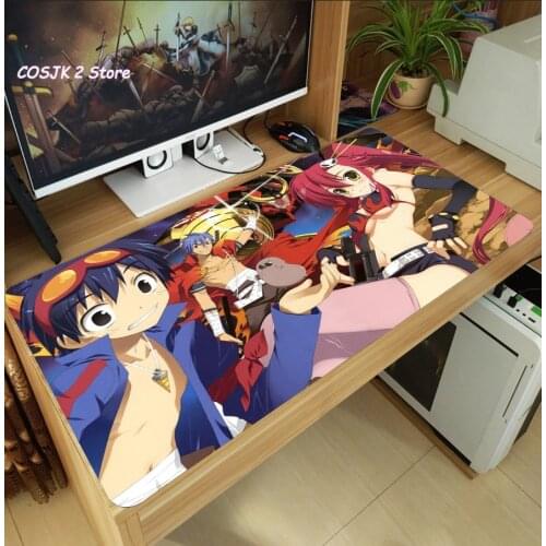 Hot Anime Tengen Toppa Gurren-Lagann yoko Large Mouse Pad Laptop PC Gaming Computer Desk Keyboard Mat Thicken Anti-Slip Playmat