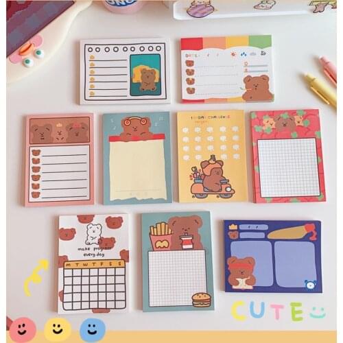 MINKYS 50 Sheets Kawaii Bear Memo Pads Note Paper Daily To Do It Check List Paperlaria School Stationery Supplies