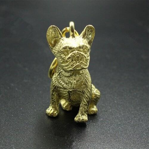 Pure Copper Solid Zodiac Dog Pendants Brass Wealth Dog Pendants DIY Car Key Ring Pendant Chinese Style Keychain Accessories Tool
