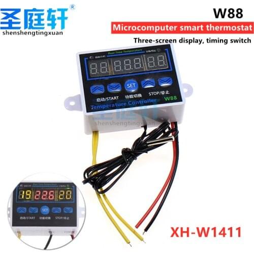 Digital LED temperature controller, Control switch sensor, AC220V DC12C 10A w88