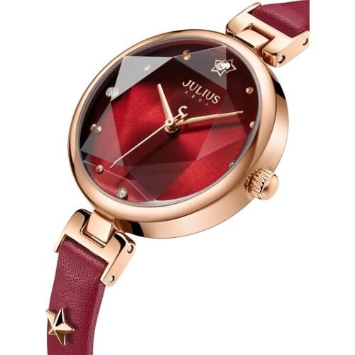 Star Elegant Womens Watch Japan Mov't Lady Hours Fine Fashion Real Leather Metal Bracelet Girls Gift Julius Box