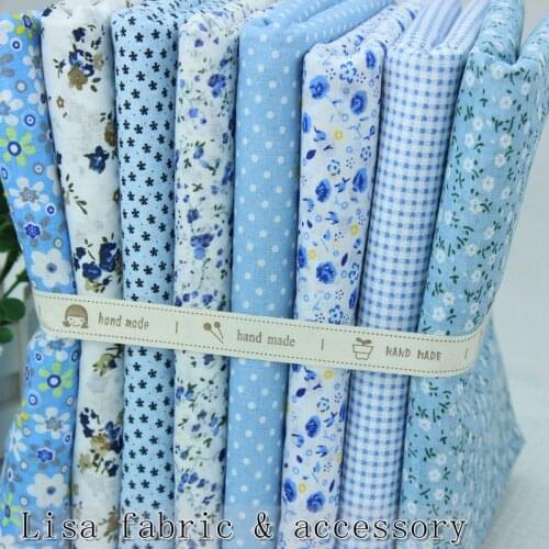 8 Pieces/lot 50CM*50CM "cute blue" Cotton Fabric Fat Quaters Tilda cloth Patchwork Quilting Fabric scrapbooking WL150