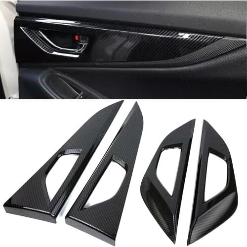 JEAZEA 4x Carbon Fiber Style Inner Door Handle Bowl Trim Decoration Sticker Frame Cover Fit For Subaru XV Crosstrek 2018 2019