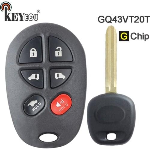 KEYECU 315MHz G Chip FCC ID: GQ43VT20T 5+1 6 Button Remote Key Fob for Toyota Highlander Sequoia Tacoma Tundra Sienna 2010-2017