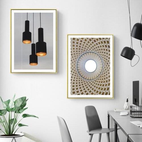 Nordic Creative Landscape Geometric Circle Architecture Photography Canvas Painting Wall Picture Print Poster Living Room Decor