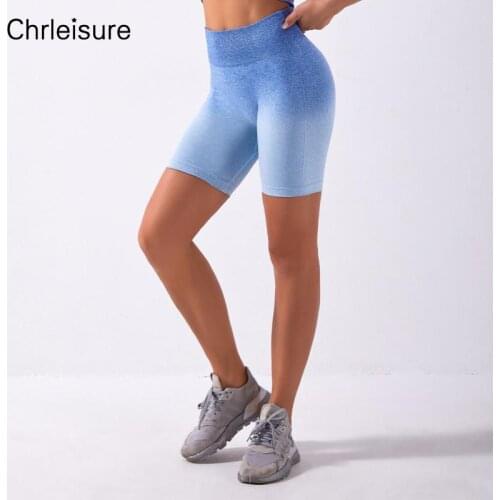 CHRLEISURE Workout Leggings Women Sport High Waist Sexy Running Short Leggings Gradient Elasticity Fitness Push Up Legging