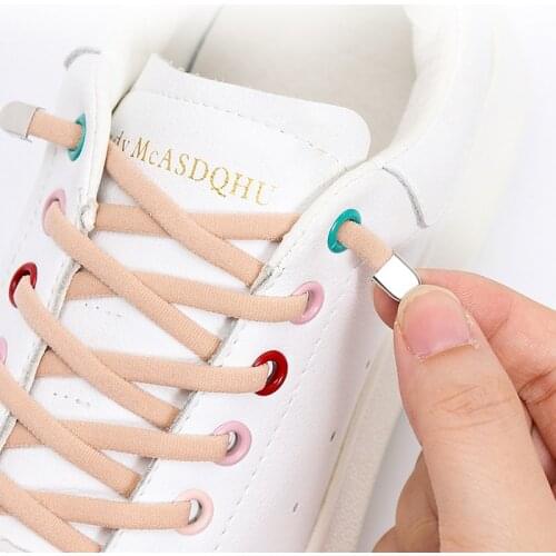 NEW 1pair No Tie Shoelaces Push button Elastic Shoelace Sneakers Quick Kids Adult Unisex Accessorie Shoestrings Shoelace Lock