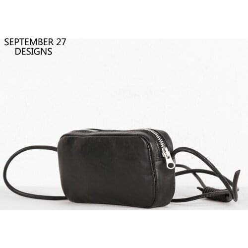 New Fashion Youth Mini Satchels Genuine Leather Luxury Handmade Simple Small Crossbody Shoulder Messenger Cell Phone Bag Unisex
