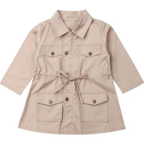 2020 Fashion Kids Girls Clothing Fall Lapel Horn Long sleeve Windbreakers Coat Outerwear Outfits Childers Clothes for Girl