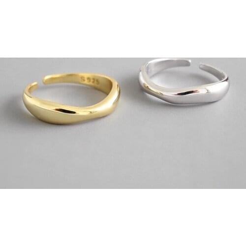 Open Ring for Women INS Minimalist Irregular Wave Pattern Gold Color Jewelry Bijoux Birthday