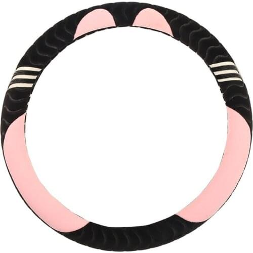 Plush Car Steering Wheel Cover Little Monster Cute Cartoon Ears Warm New Grip Cover M Size 37-38 CM 14.5 "-15" Braid on Hand Bar