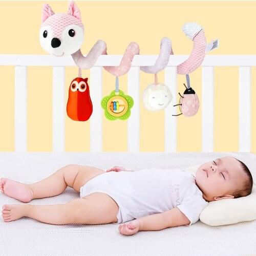 Baby Bed Hanging Toys Crib Stroller Toy with Ringing Bell Baby Car Seat Toys Interactive Spiral Plush Toys for Stroller Toy Gift