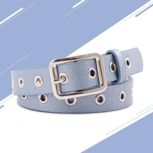 2019 Womens Belt Bright Pure Colors Bright Square Buckle Belt PU Large Pinhole Fashion Style Decoration Belt For Women Dresses