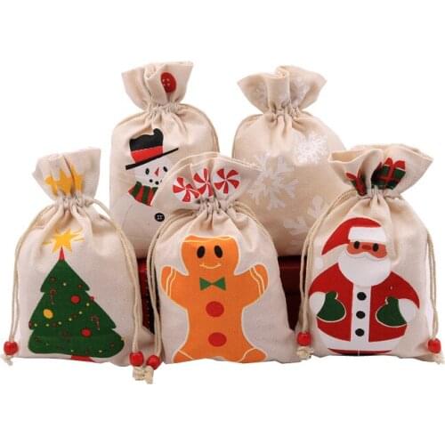 Christmas Decoration Gift Bag Apple Biscuit Candy Drawstring Bag Bag Snowflake Santa Wrapping Bag Christmas Gift