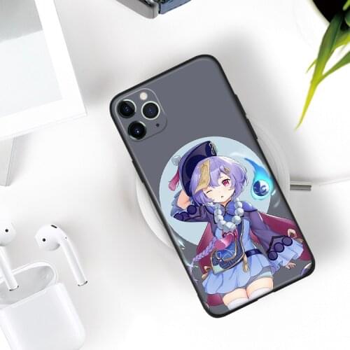 Genshin Impact Qiqi Anime manga silicone Phone Case FOR iPhone Se 6 6s 7 8 Plus X Xr Xs 11 12 Mini Pro Max Glass Cover Shell