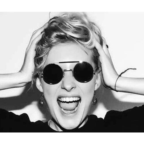 FEISHINI 2020 Punk Polarized Sunglasses Men Round Vintage Brand Designer Brown Goggle Women Sun Glasses For Driving Party