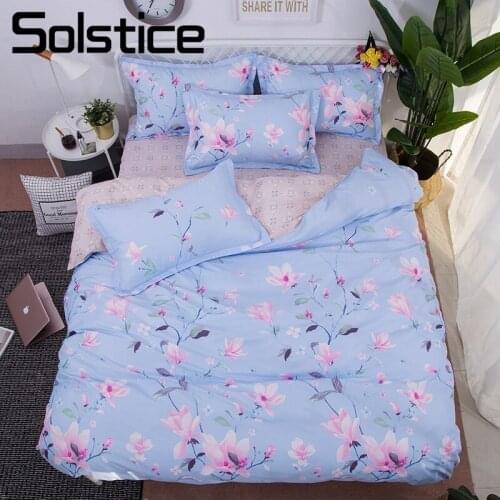 Solstice Home Textile Floral Relax Girl Bedding Sets King Twin Full Size Duvet Cover Pillowcase Flat Bed Sheet Kid Teen Bedlinen