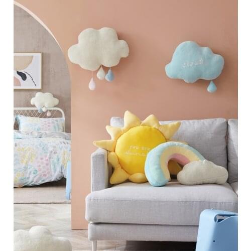 Super Soft Sun Rainbow Plush Pillow Soft Touching Cloud Stuffed Throw Pillow Children Game Zoo Room Decoration Unique Sofa Decor