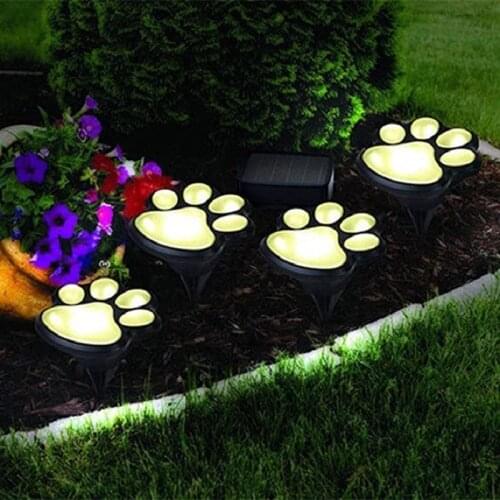 Solar Cat Animal Paw Print Light 4pcs LED Solar Light Outdoor Street Light LED Garden Path Decoration Lighting Footprint Light