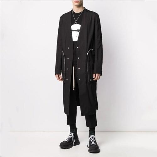 S-7X!!2020 autumn new men loose versatile trench coat youth fashion long coat long sleeve casual jacket