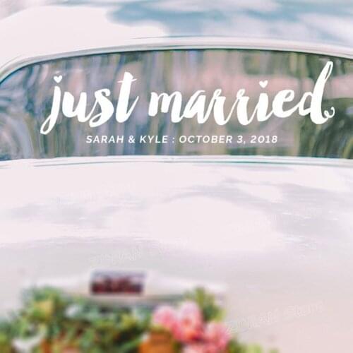Just Married Sticker Custom Vinyl Decal Simple Wedding Car Room Decoration Modern Wedding Decals Z172
