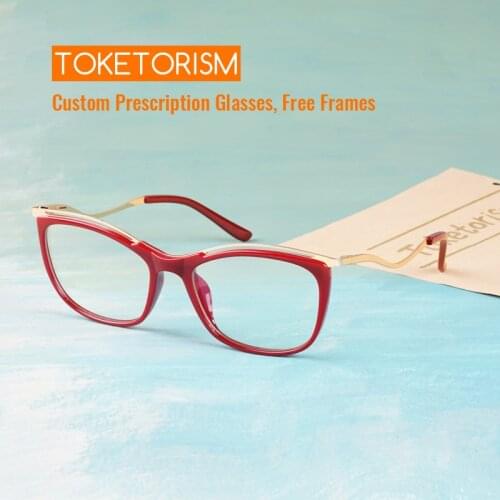 Toketorism Anti Blue Glasses Vintage Womens Eyeglasses Prescription Glasses Frames 1702