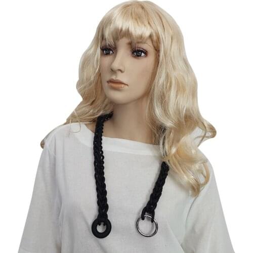 YD&YDBZ Black Knit Pendant Collar Necklaces For Women Luxury Jewelry Rubber Rope DIY Choker Necklace Metal Lock Party Decoration