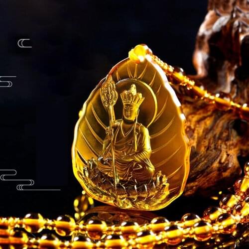 1pcs Mascot Safety Money Amulet Green Tara Medicine Buddha Amitabha Buddha Crystal Pendant Buddha Necklace Amulet