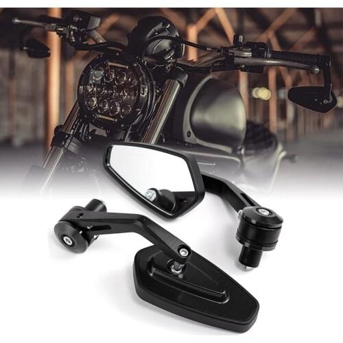 1 Pair 7/8" 22mm Motorcycle Handlebar End Mirror Rearview Mirror Accessories Reversing Reflective Back-view Motorbike Mirrors