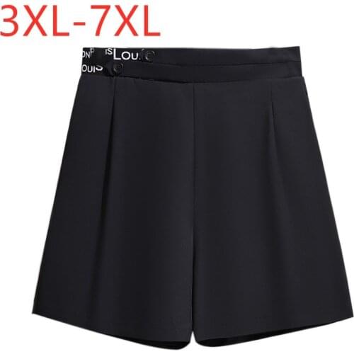 New 2021 Ladies Summer Plus Size Formal Shorts For Women Large Loose Casual Wide Leg Black Pocket Shorts 3XL 4XL 5XL 6XL 7XL