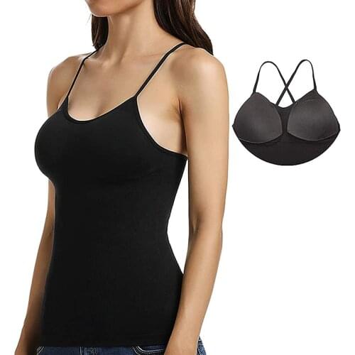 Women Body Shaping Camisole Built-in Padded Bra Shapewear Shirts Tummy Control Slimming Corset Compression Tank Top