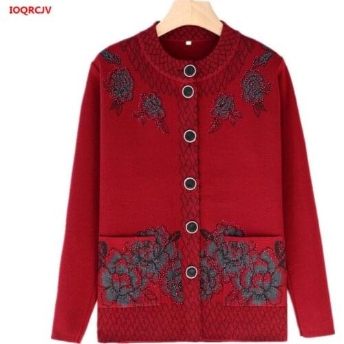 Women Sweater Fashion Casual Middle-aged Mother Knitted Sweater Cardigan Plus Size 4XL Grandma Autumn Winter Cardigans Coat 1003