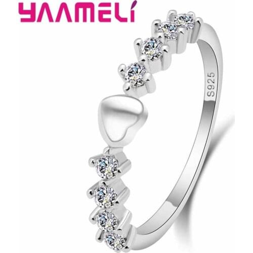 Luxury Promise Rings with Clear Heart Crystal Full White Cubic Zirconia 925 Sterling Silver Party Jewelry Women Gift