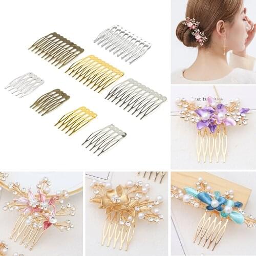10pcs 5/10 Teeth DIY Metal Hair Comb Claw Hairpins (Silver/Gold/Bronze) For Wedding Jewelry Making Findings Components Comb