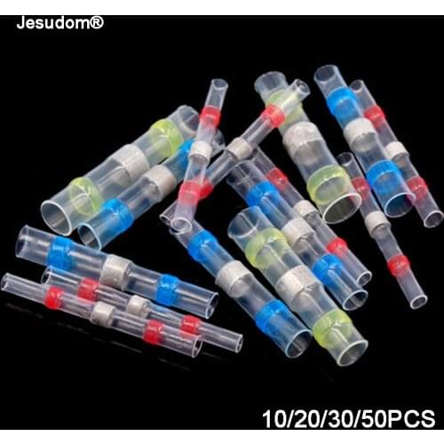 10/30/50PCS Waterproof Solder Seal Wire Connectors -Heat Shrink Solder Butt Connectors-Insulated Solder Connector 10-26AWG