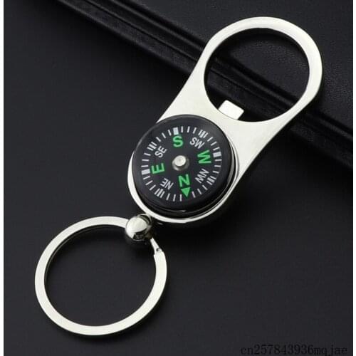 100pcs Engraved Compass Bottle Opener Text Logo Multifunction Key Ring Chain Beer Openers Metal