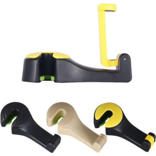 2 in 1 Car Headrest Hook with Phone Holder Seat Back Hanger for Bag Handbag Purse Grocery Cloth Foldble Clips Organizer